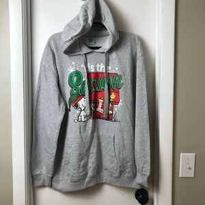 Peanuts Juniors' Women's Snoopy Christmas Graphic Hoodie Gray Size XL - NWT